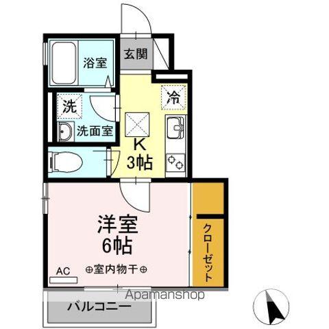 ハウス三生(1K/1階)の間取り写真