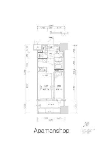 グランフォーレ千早マークスクエアウエストウイング(1LDK/4階)の間取り写真
