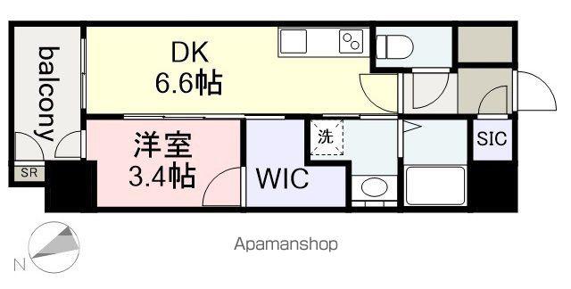 エステムコート名古屋新栄Ⅳネスト(1DK/2階)の間取り写真