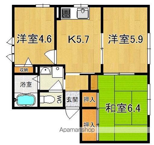 コスモス結崎C(3DK/2階)の間取り写真