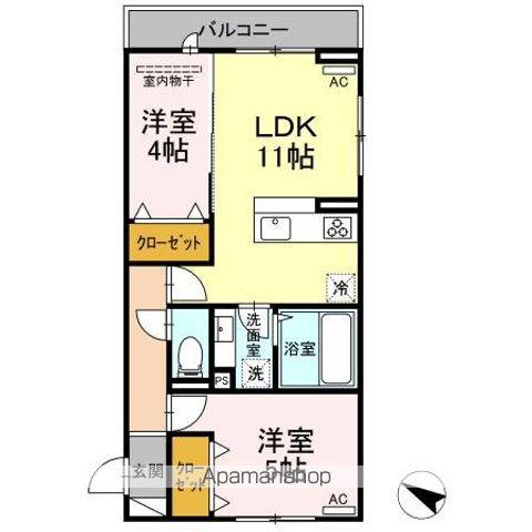 コーポ藤原Ⅴ(2LDK/3階)の間取り写真