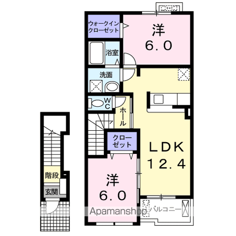 ビサイド・K(2LDK/2階)の間取り写真
