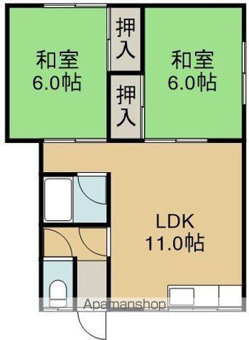 コーポ萩(2LDK/2階)の間取り写真