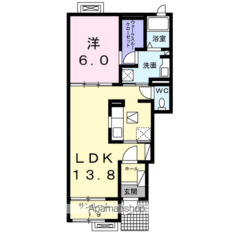 ヌーベル(1LDK/1階)の間取り写真