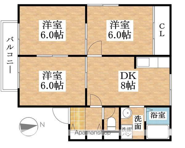 ハイツ花菱Ⅱ(3DK/2階)の間取り写真