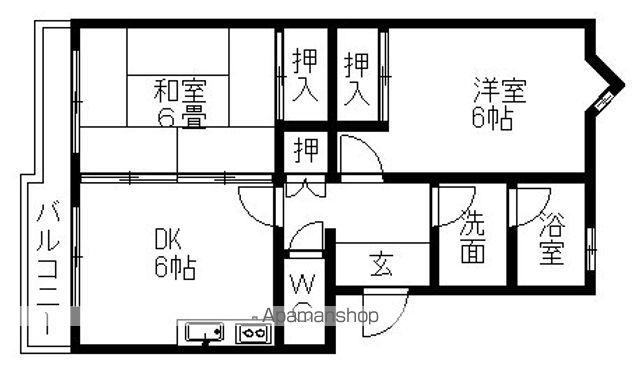 リバーサイド鬼頭(2DK/2階)の間取り写真