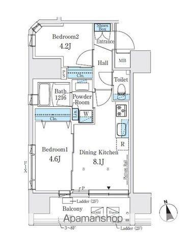 J.GRAN COURT 浅草(2DK/2階)の間取り写真