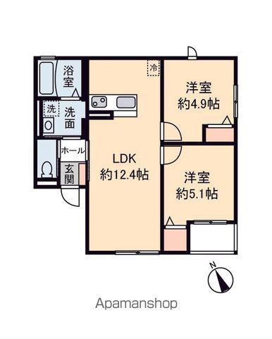 AURORA B(2LDK/2階)の間取り写真