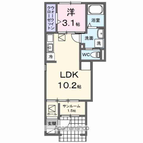 南プス・レジデンス(1LDK/1階)の間取り写真