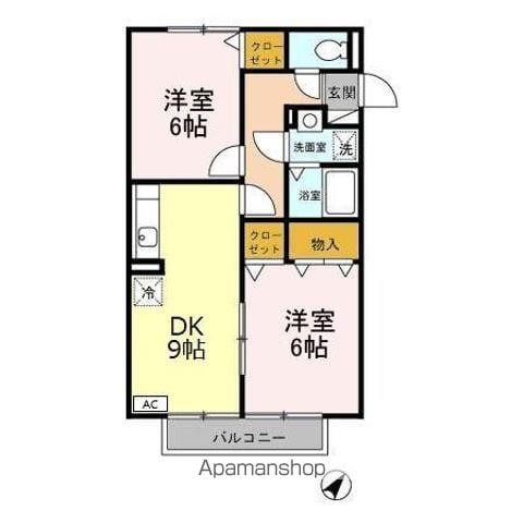 シェルクレールA(2DK/2階)の間取り写真