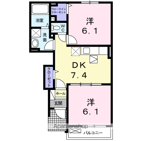 サンヒルズM・Ⅰ(2DK/1階)の間取り写真