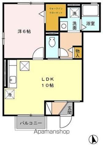 ウィスタリア・ガーデンB(1LDK/1階)の間取り写真