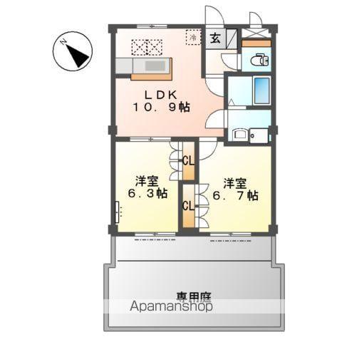 グランド・ビューFUKUTSU(2LDK/1階)の間取り写真