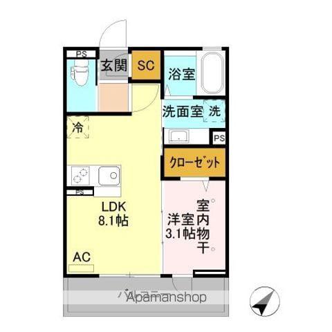 アレーズ ジュアン(1LDK/2階)の間取り写真