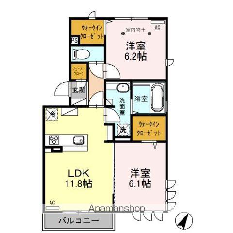 ロイジェントパークスレイクタウン 2 L(2LDK/2階)の間取り写真