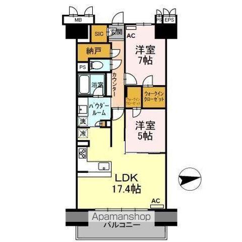 プレミスト鷹匠1202号(2LDK/12階)の間取り写真
