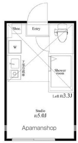 ハーモニーテラス四谷坂町プラチナテラス新宿曙橋(ワンルーム/2階)の間取り写真