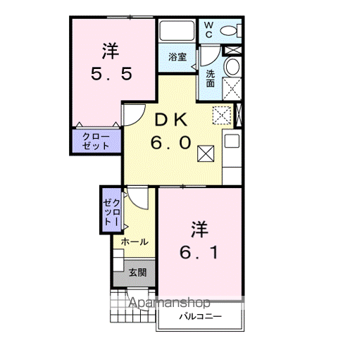 ピリアー(2DK/1階)の間取り写真