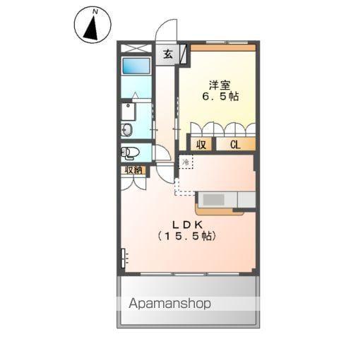 ガーデニングヒルズ(1LDK/2階)の間取り写真