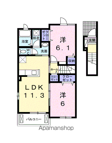 ルーク Ⅰ(2LDK/2階)の間取り写真