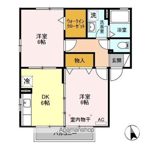 フォンティーヌA/B/C/D(2DK/2階)の間取り写真