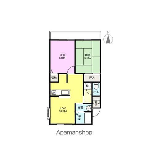 ΑハイツA棟(2LDK/1階)の間取り写真