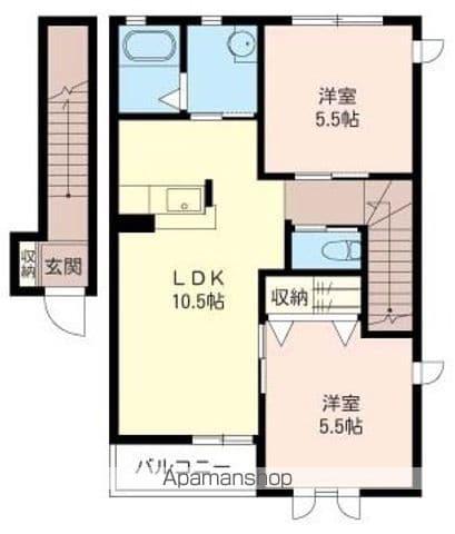メゾンK&K(2LDK/2階)の間取り写真
