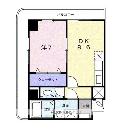 東上町林ビル(1LDK/3階)の間取り写真