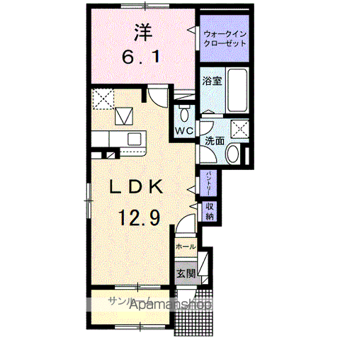 ハーモニーベル Ⅰ(1LDK/1階)の間取り写真