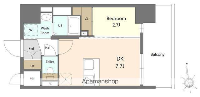 RESIDENCE花畑(1DK/10階)の間取り写真