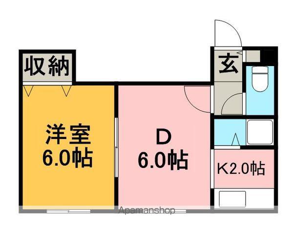 プラザイン桑園(1DK/2階)の間取り写真