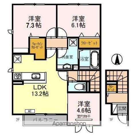 VILLA CLAIR(3LDK/2階)の間取り写真