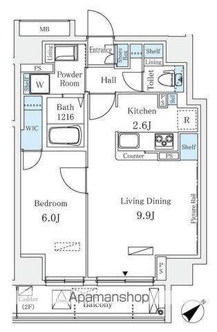 RAUM麻布十番(1LDK/3階)の間取り写真