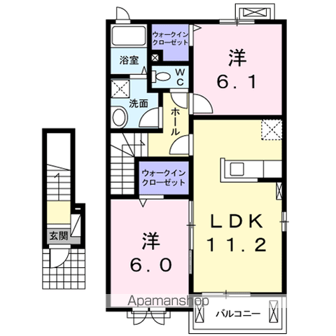 アジャート ビブレ3(2LDK/2階)の間取り写真