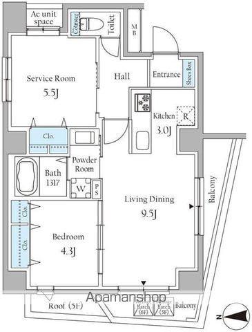 ラディーチェ芝(1SLDK/6階)の間取り写真