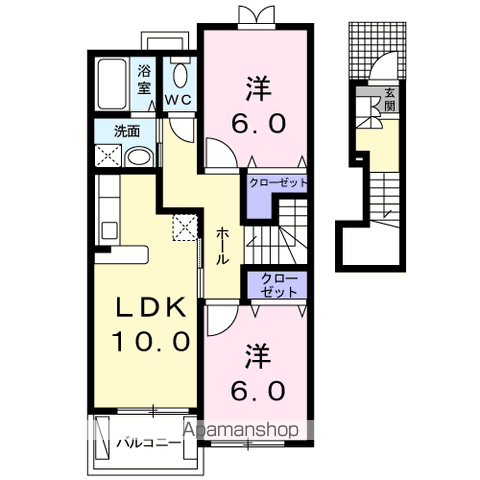 ベルメゾン・フローラC(2LDK/2階)の間取り写真