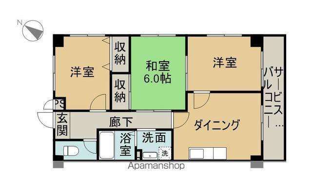 シティプラザミウラ(3DK/3階)の間取り写真