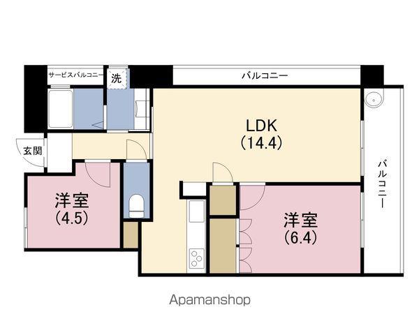 プレステージ四天王寺ラフィース(2LDK/9階)の間取り写真
