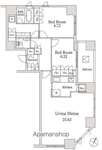 LASANTE一番町(2LDK/10階)の間取り写真