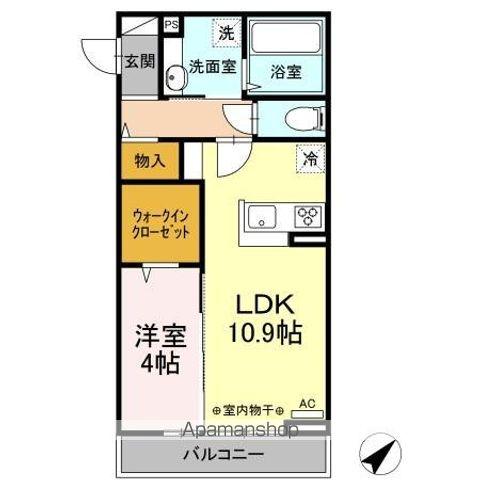 クレール渚 N(1LDK/3階)の間取り写真
