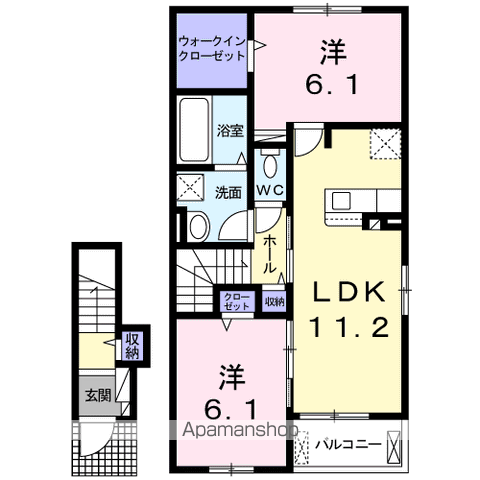 レジデンスK(2LDK/2階)の間取り写真
