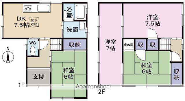 近鉄南大阪線 高田市駅 徒歩16分 2階建 築48年(4DK)の間取り写真