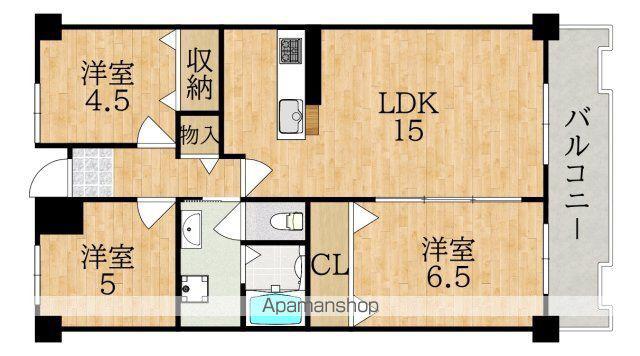 グランドパレス学園前(3LDK/4階)の間取り写真