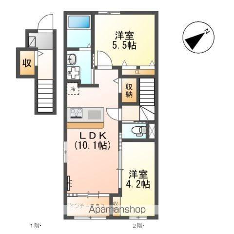 ベルメゾン矢取(2LDK/2階)の間取り写真