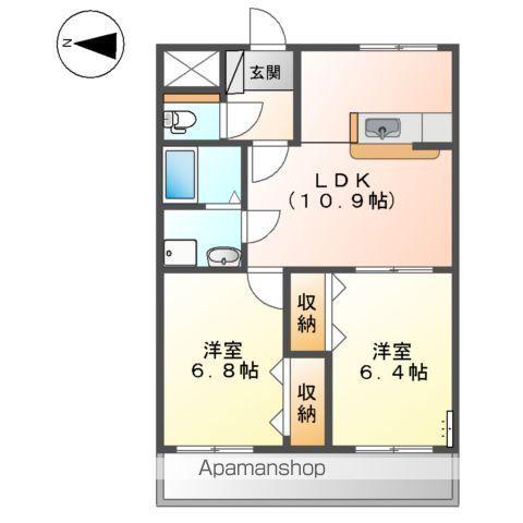 レインボーヴィレッジ(2LDK/1階)の間取り写真