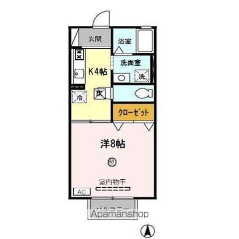 セジュールM2(1K/1階)の間取り写真