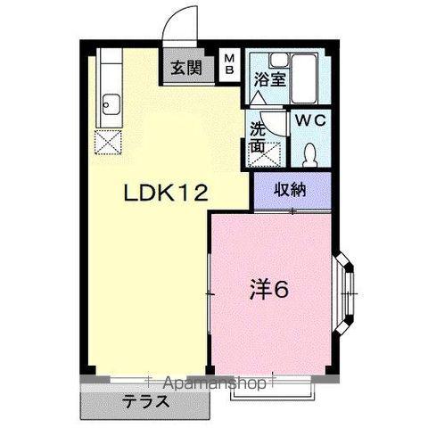 エルディム川西(1LDK/1階)の間取り写真