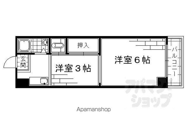 マンションカンザツ(2K/2階)の間取り写真