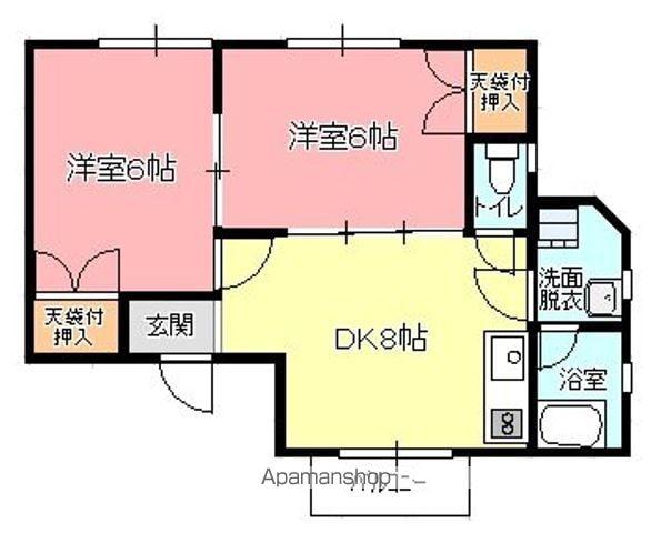 白島ビル3(2DK/1階)の間取り写真
