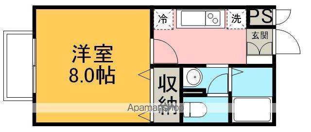 オークヒルズ壱番館(1K/2階)の間取り写真